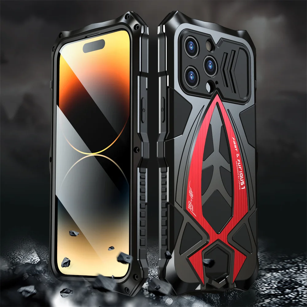 

LUPHIE Rosdster Metal Armor Case for iPhone 16 Pro Max 7G 8G XR XS 11 12 Mini 13 14 15 Pro Shockproof Heavy Duty Defender Cover