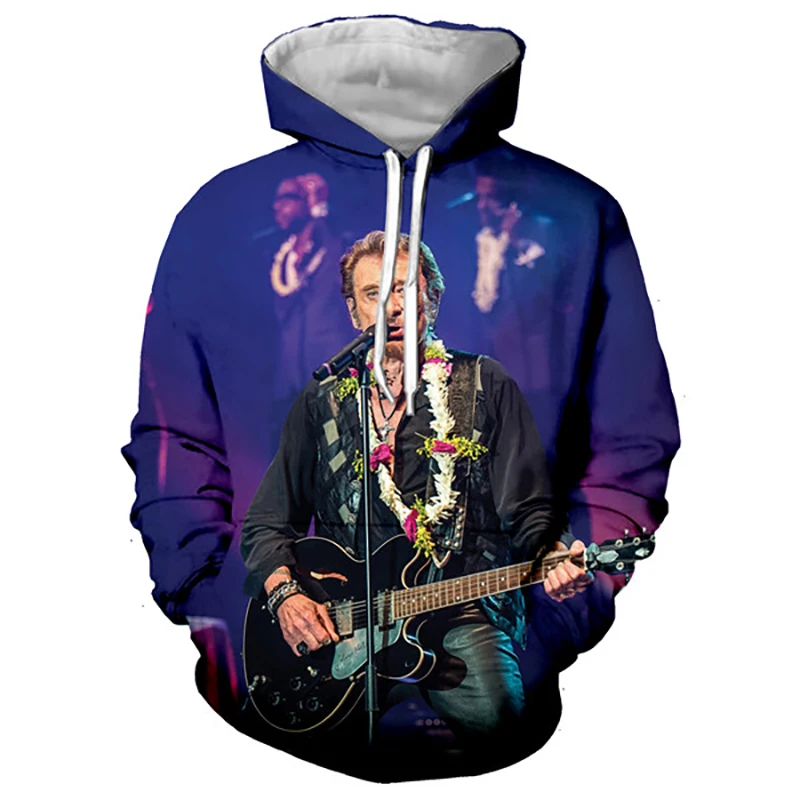 New Johnny Hallyday Hoodies France Rock Singer 3D Printed Sweatshirt Men Women Casual Hoodie Oversized Hip Hop Pullovers Coat