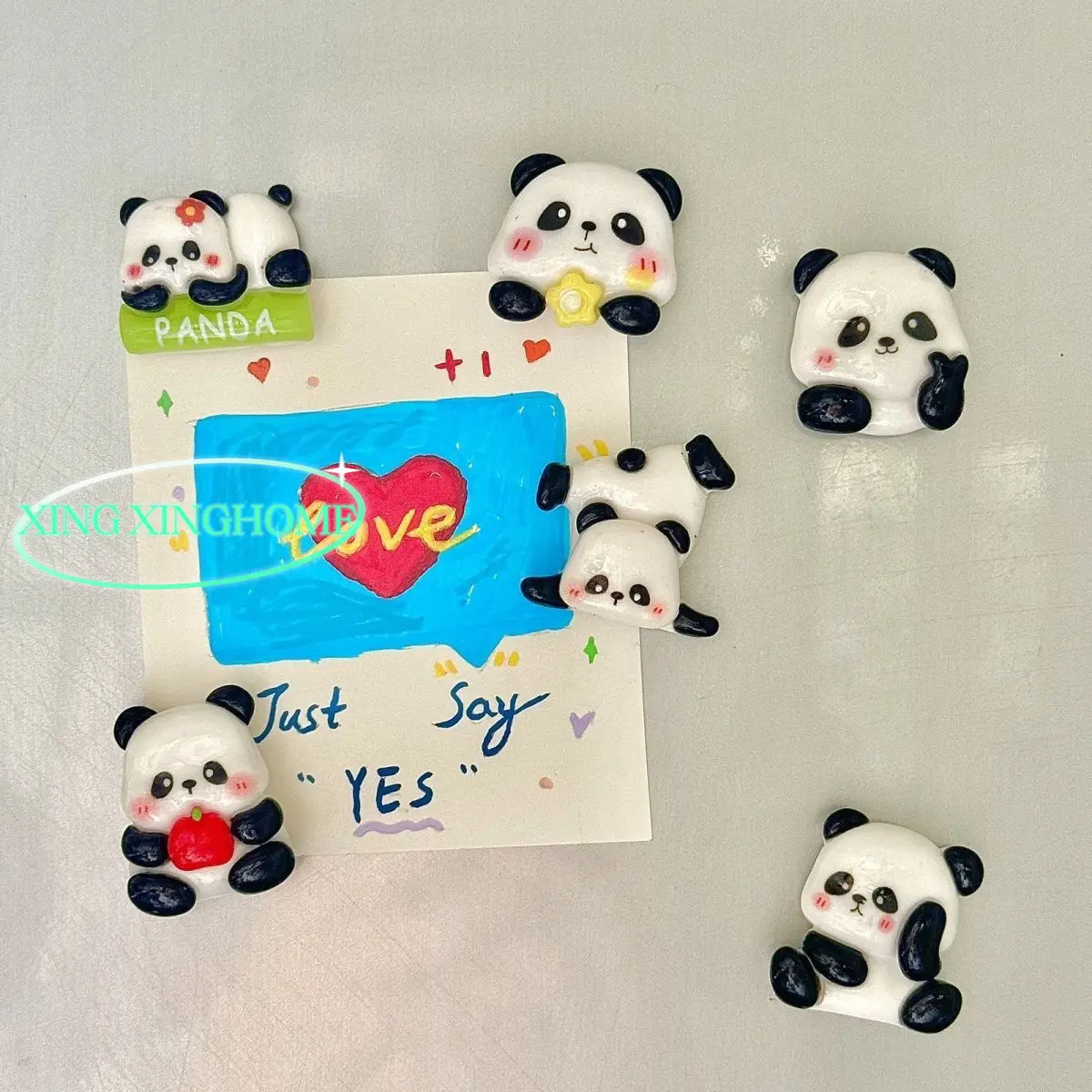 Cute Panda Refrigerator Sticker, Magnetic Cartoon Creative Magnetic Sticker Sichuan Base Souvenir with Hand Gift Cute Magnets