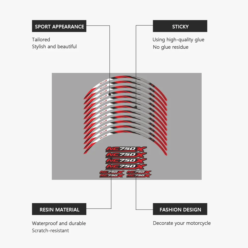Naklejka na koło motocykla Wodoodporna naklejka na felgę 17 cali do Honda NC750X NC750 NC 750 X 750X 2014-2023 2020 2022