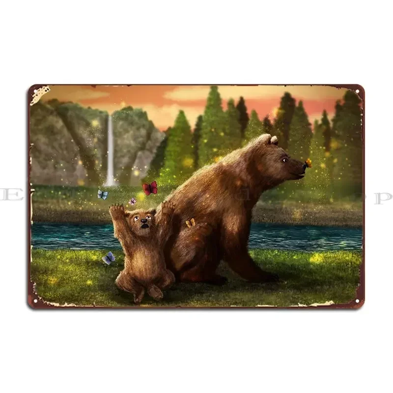 Bears With Butterflies Metal Plaque Rusty Garage Plaques Create Custom Classic Tin Sign Poster