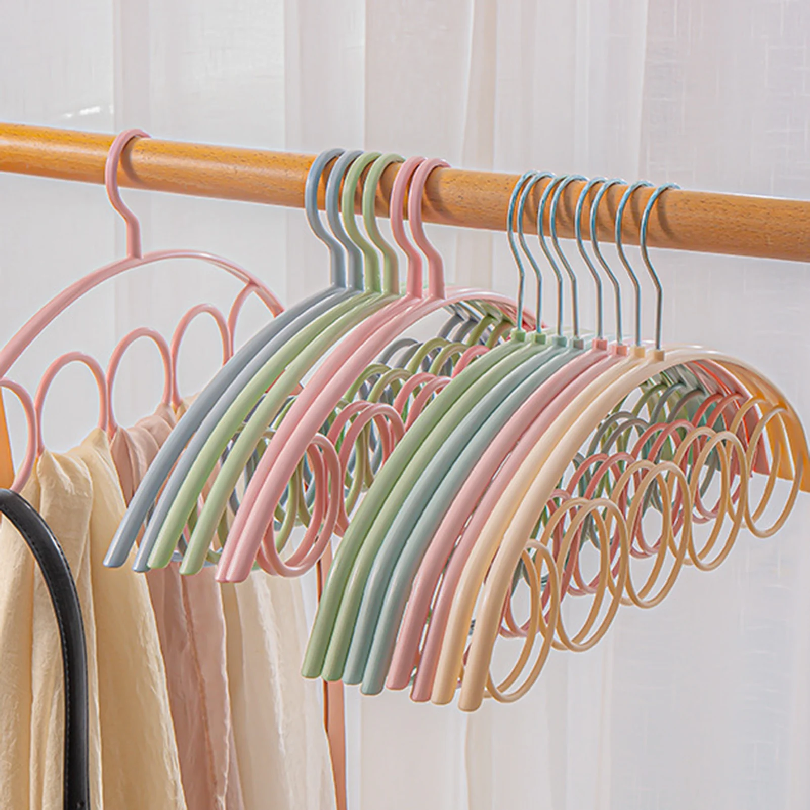 

5 PCS Shawl Scarf Hanger Belt Tie 5 Ring Rack Organizer Holder Hook Display Hanger Multifunction Storage Space Saving Hangers