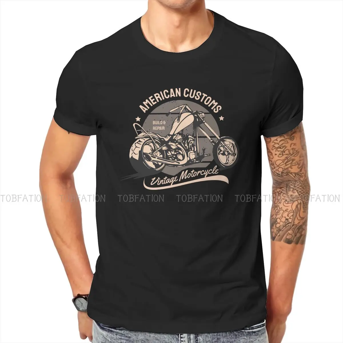 AMERICAN CUSTOMS Hipster TShirts Enduro Cross Motorcycle Racing Male Harajuku Streetwear T Shirt Round Neck Oversized