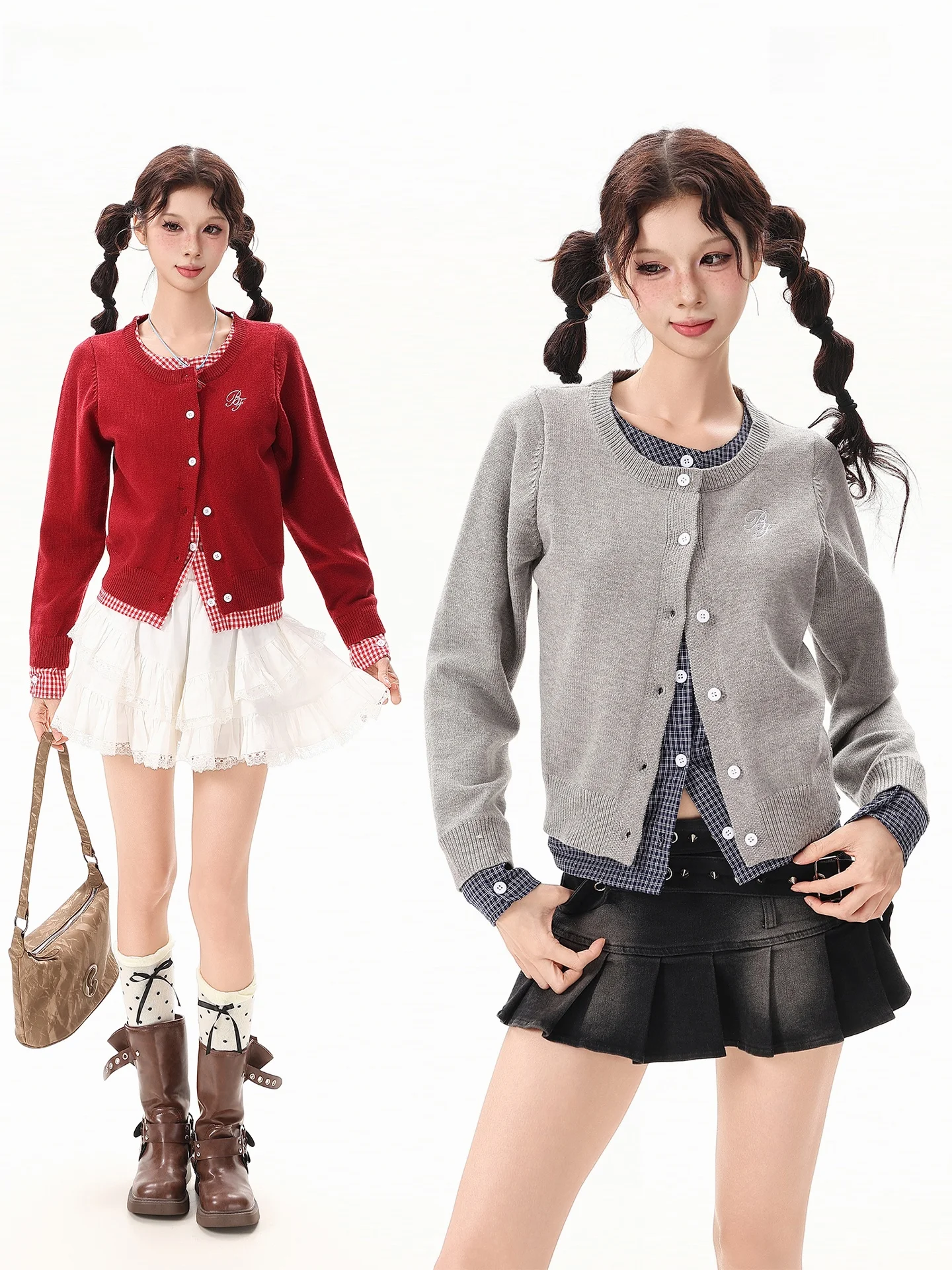 

Женский свитер Boeax в американском ретро-стиле с клетчатым узором, имитация двухслойного дизайна, новый, мягкий, облегающий, вязаный, для осеннего сезона, длинный...