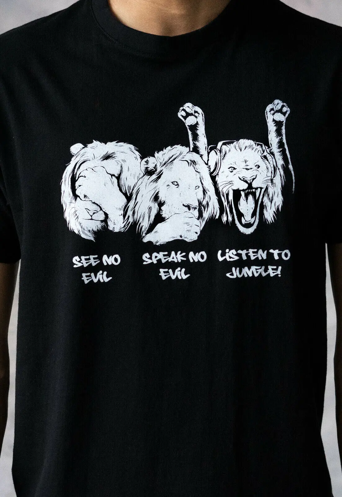 Junglist Lions DJ T Shirt Neurofunk Drum and Bass Jungle Breakbeat DnB Men's