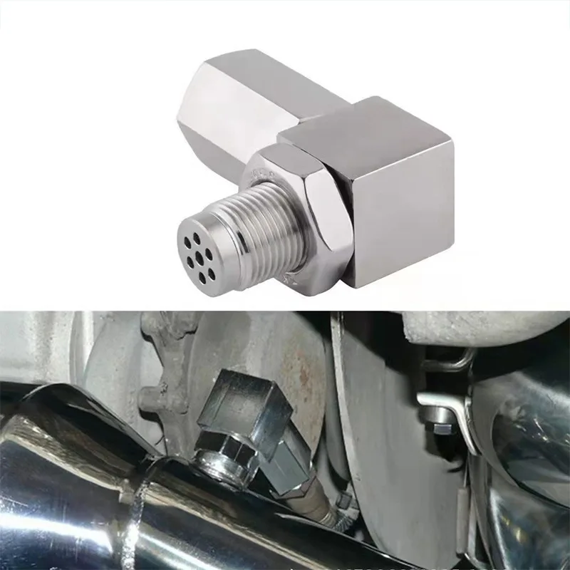 Exhaust Catalyst Rear Oxygen Sensor Spacer 90 Degree Mini Catalyst Lambda O2 Adapter CEL Fix, M18*1.5 Universal Free Shipping