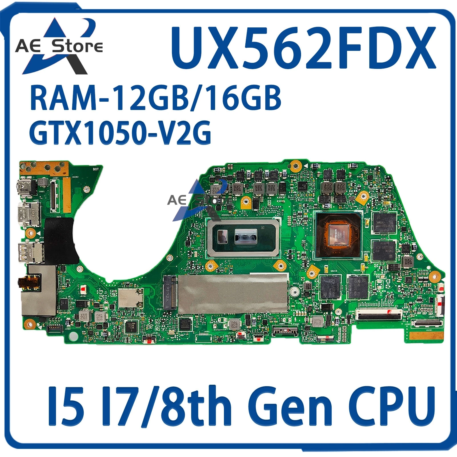 

UX562FDX Mainboard For ASUS UX562 UX562FD Q536FD Q536FDX Laptop Motherboard I5 I7 8th Gen RAM-16GB/12GB GTX1050-V2G