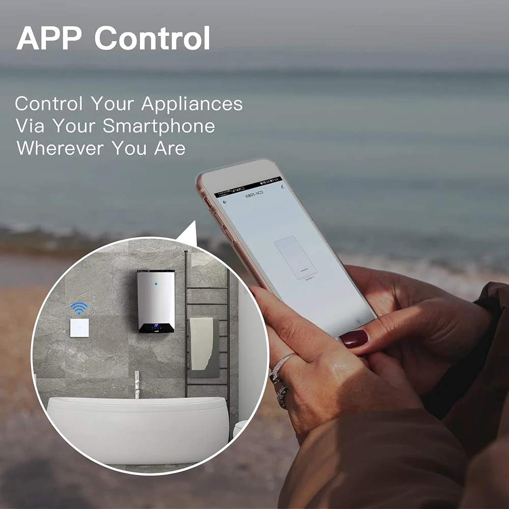 Interruptor de caldera inteligente con WiFi, calentador de agua de 20A, 4400w, Control remoto por aplicación Smart Life, Tuya, Compatible con Alexa,