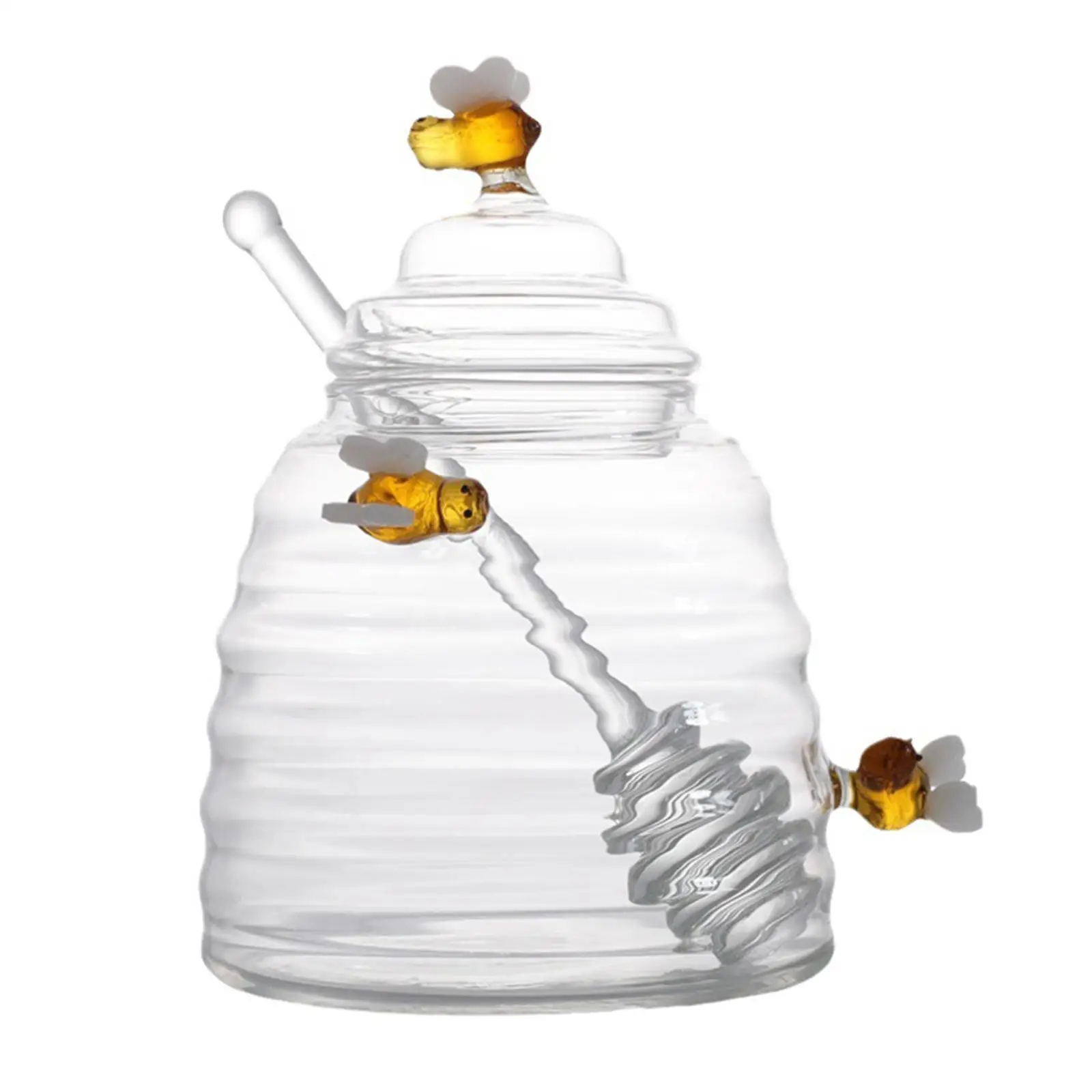 Honey Pot Honey Jar Glass Honey Dispenser Cooking Supplies Storage Container Bottle for Tabletop Dining Household Home Gifts