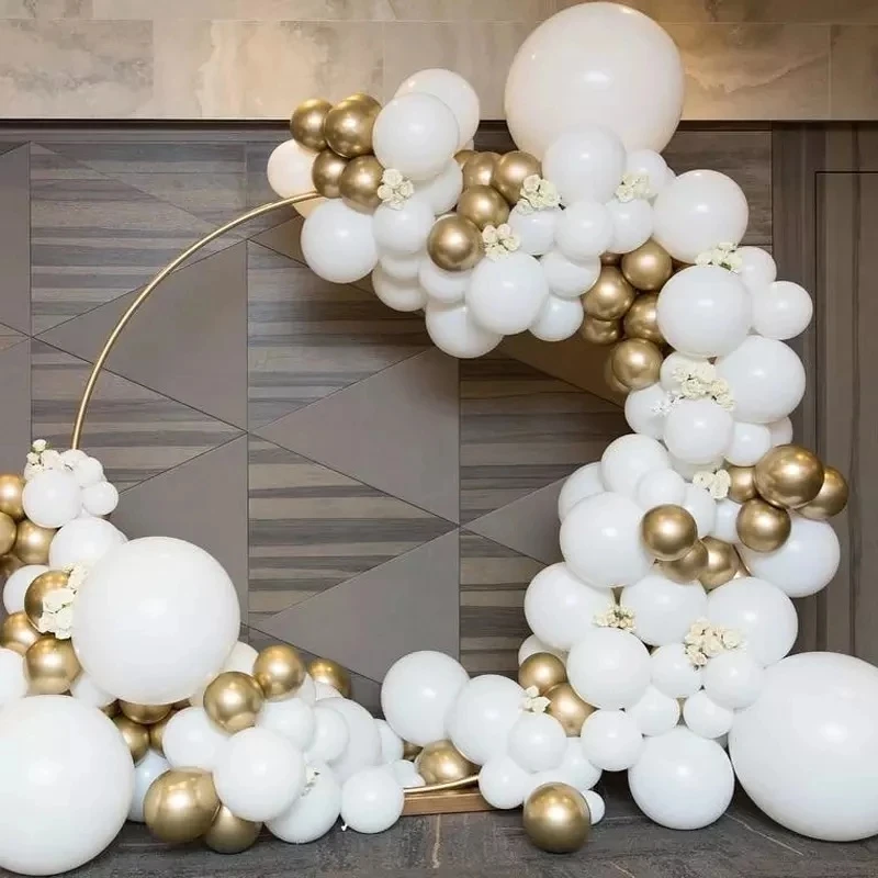 

81pcs Birthday Party Gold Balloons Garland Arch Kit White Skin Double Layer Balloons For Wedding Babyshower Decoration Supplies