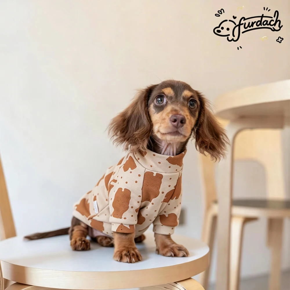 Zacht katoenen shirt met lange mouwen voor worsthonden Lente Herfst Zoete jas voor kleine middelgrote teckelhonden Sweatshirt voor worsthonden