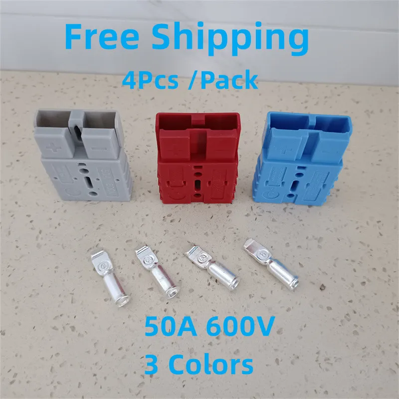 

4Pcs SMH SY50 50A 600V Plug Compatible Anderson SB50 REMA SR50 Power Connector Battery Plug Charger Socket Electric Vehicle