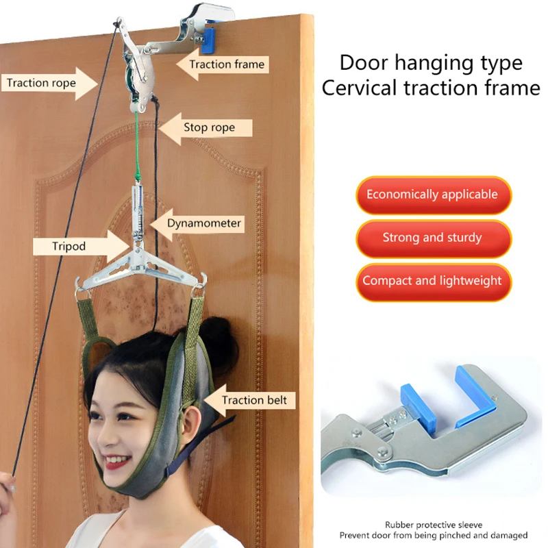 Cervical Traction Over Door Neck Massager Device Kit Stretcher Adjustment Chiropractic Back Head Massager Relaxation