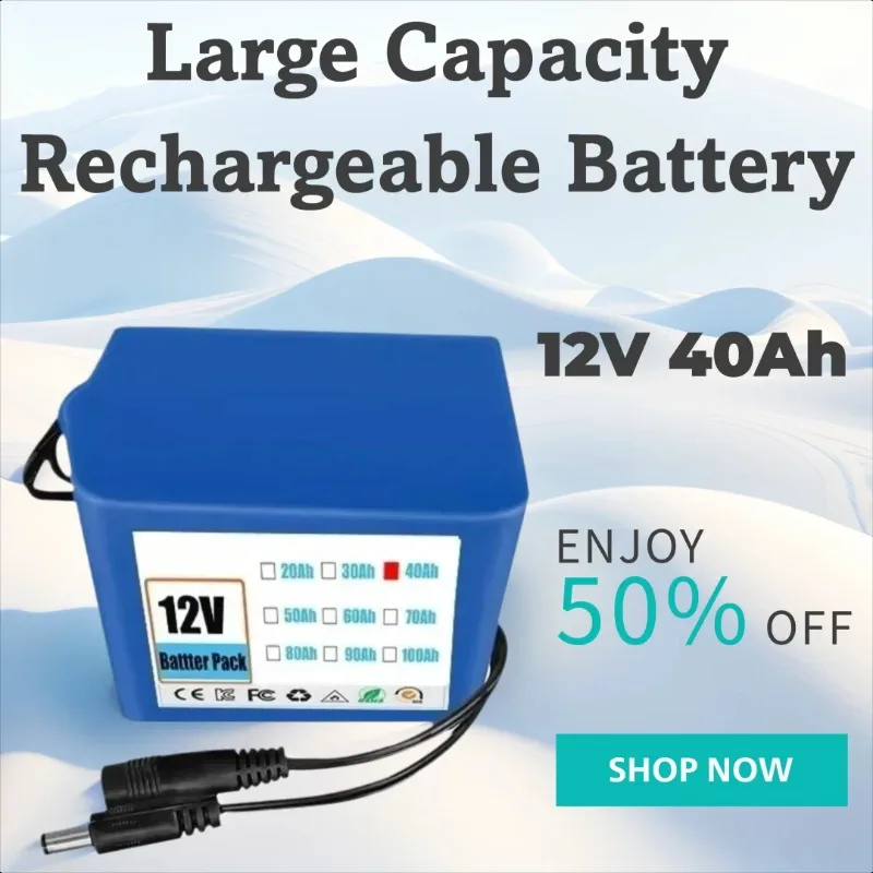 

12V 40Ah 18650 3S4P for Fishing Bicycle Large Capacity Rechargeable Battery