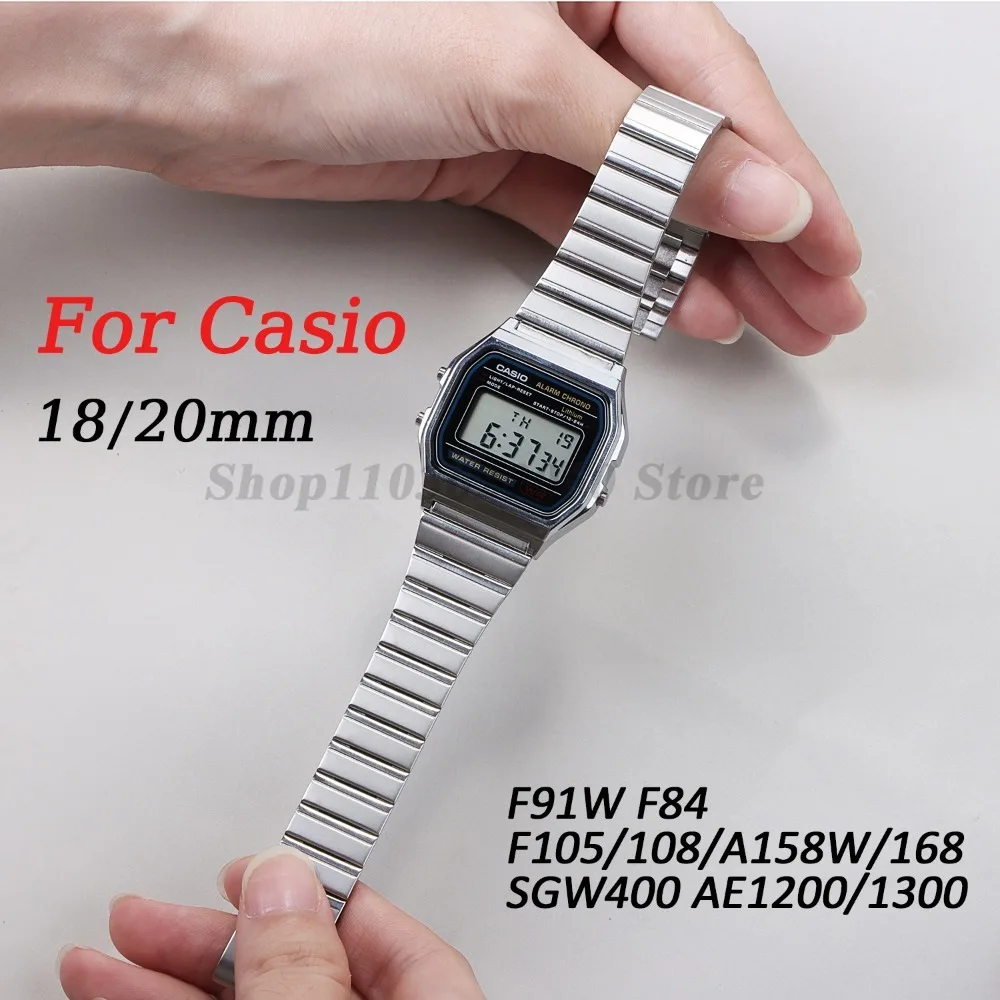 Stainless Steel Strap 18mm 20mm for Casio F91W/A158/A159/A168/A169/B650/AQ230/SGW400 Metal Strap Men Watchband Vintage Bracelet