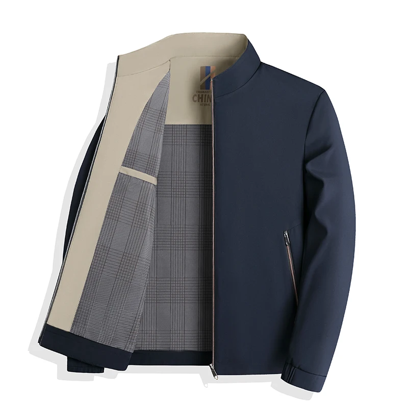 Middle Age Men's Spring Best Seller Cost-Effective Long Sleeves Jacket Stand Collar Zipper Coat Leisure Basic Model Men Clothing