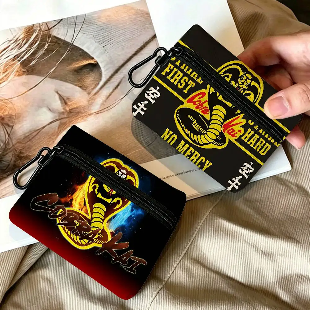 Classic TV Dramas Cobra Kai Oxford Cloth Zipper Coin Purse Portable Hanging Key Pouch Organizer For Travel Cosmetic Bag