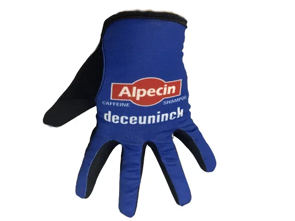 Winter Fleece Thermal 2024 ALPECIN DECEUNINCK Team BLUE One Pair Full Finger Cycling Jersey Gloves MTB Road Mountain Gel Gloves