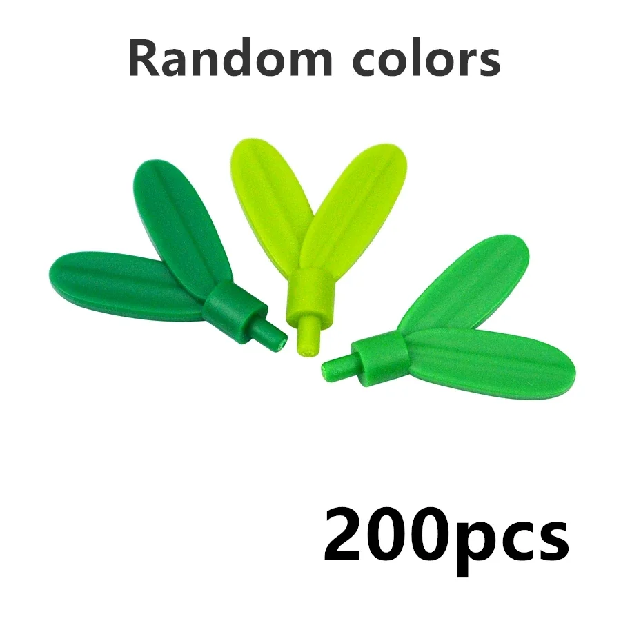 MOC 200 Stück Bausteine Pflanze Blumenstiel Baum Blatt Bodenstift mit 2 Blättern Gras Garten Teile Baustein Kompatibel Montage Spielzeug – Detail 7