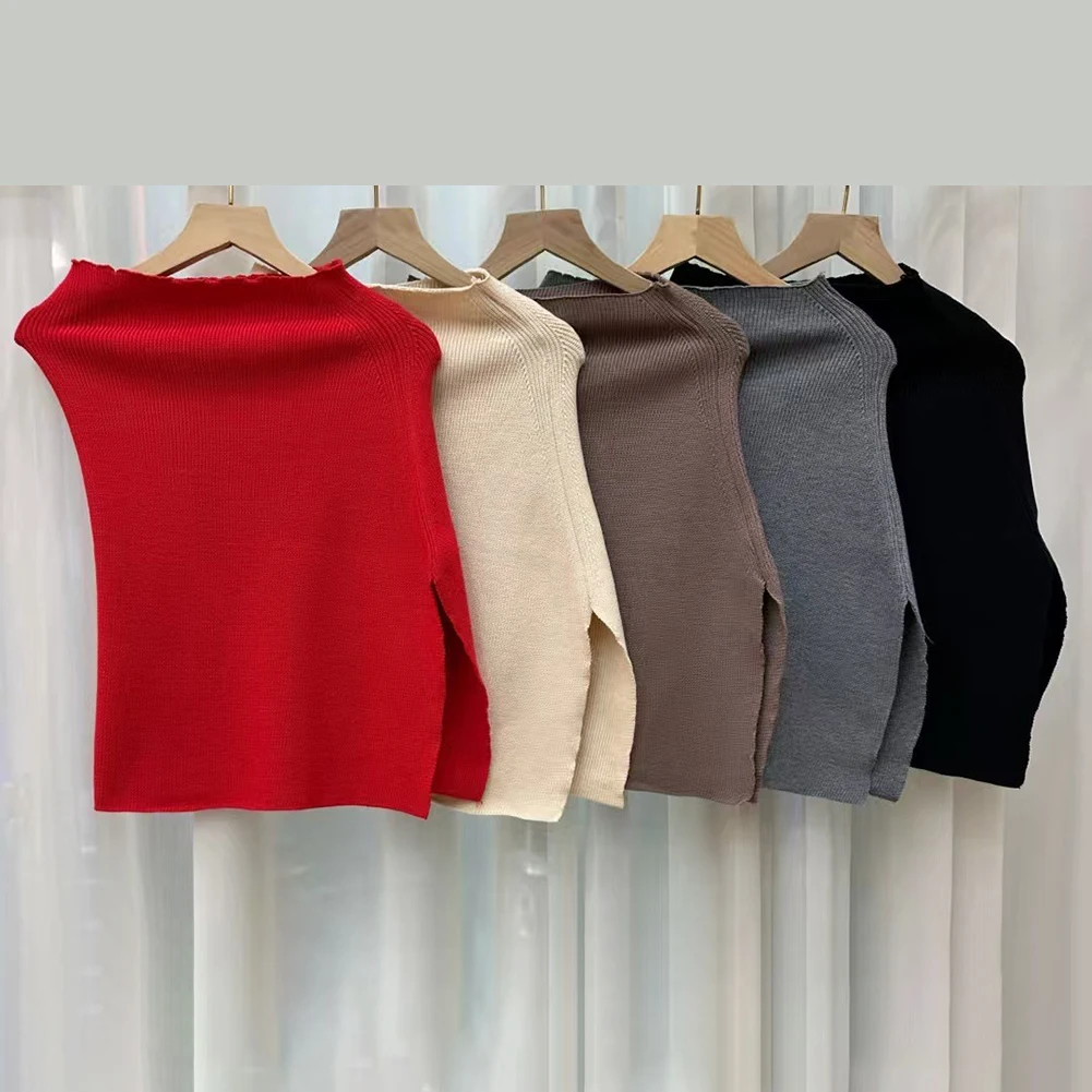 Women's Knitted Shawl Scarf Pullover Neck Cover Warm Shawl Single-sided Split High End Fake Collar Pullover Knitted