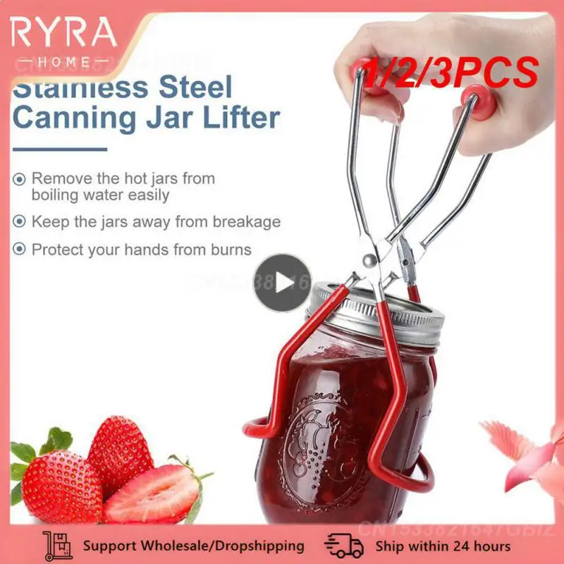 1/2/3PCS Canning Jar Lifter with Mason Jar Can Lifter Tongs Heat Resistance Anti-clip Mason Jar Lifter Glass Mason Bottles Jam