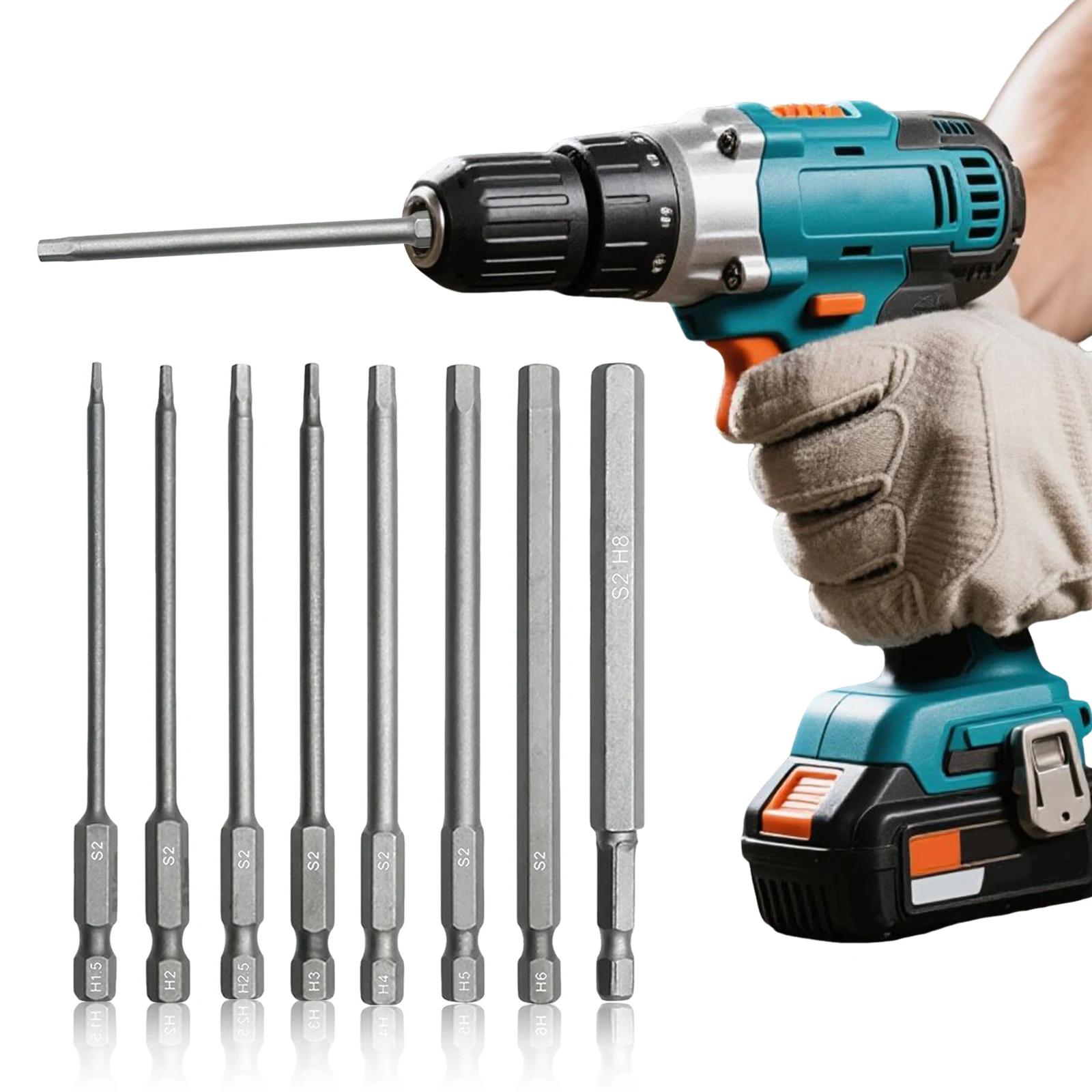 Long Torx Screwdriver Bit Set with 1/4 Inch Hex Shank S2 Steel Long Drill Bit Set for Power Screwdriver Drill Impact Driver
