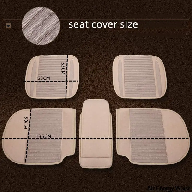 Flax Car Seat Cushion Anti-skid Pads For Main And Co-pilot Seats Four Seasons All-Inclusive Fabric Seat Cover Auto Accessories