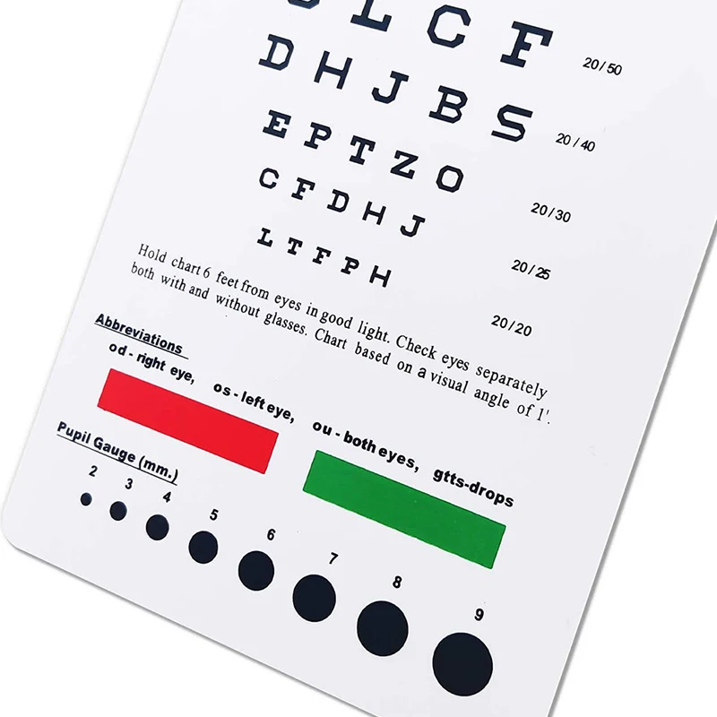 1pc PVC Standardized Eye Chart Visual Testing Chart for Hospital Home 18.5x9.8cm