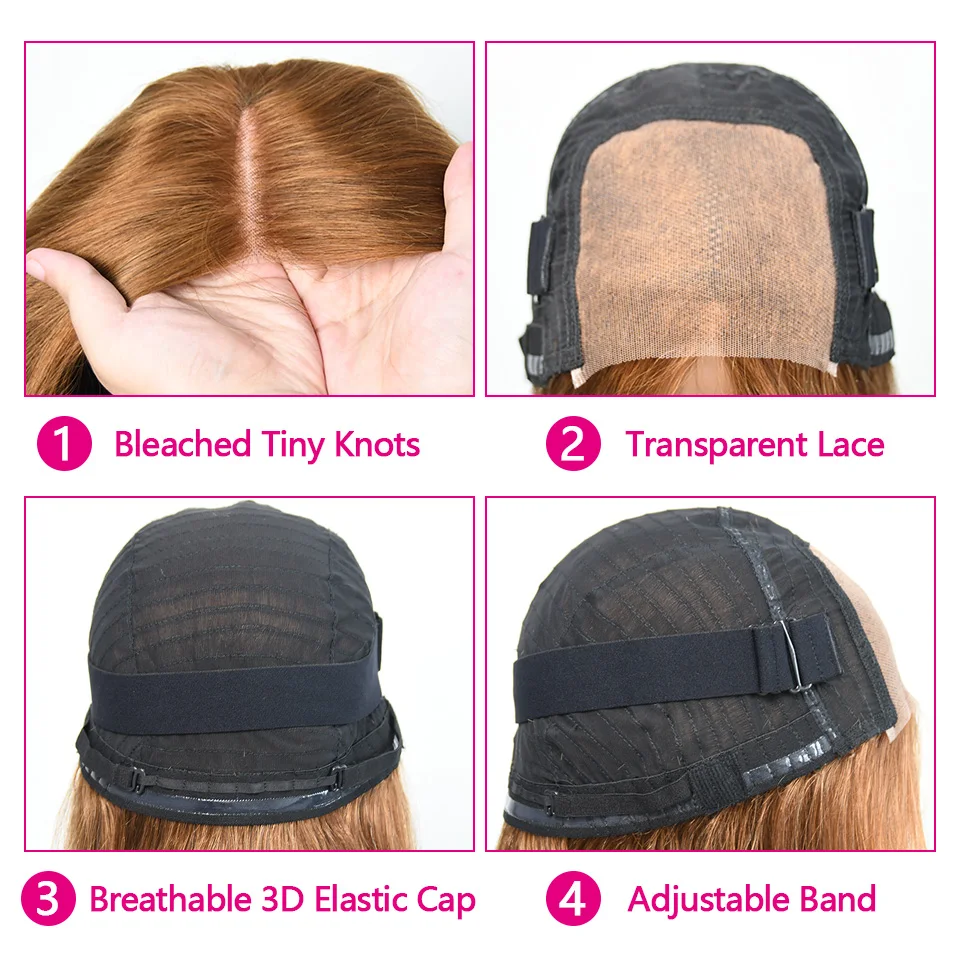 Kurze Bob-Perücke, schokoladenbraun, leimlose Perücke, Echthaar, bereit zum Tragen, gerade, gefärbt, 4 x 4-Spitzenverschluss, Echthaar-Perücken für Frauen – Detail 7
