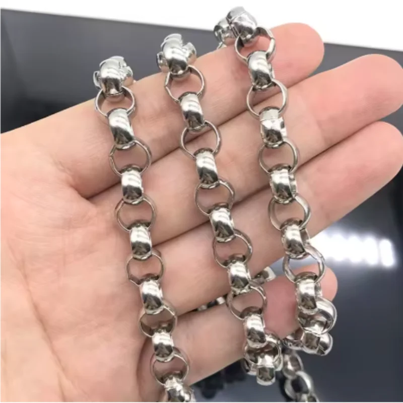 1m Wide 9/10mm Stainless Steel Round Chain, Used for Jewelry Making Materials DIY Cool Necklaces Round Bracelets
