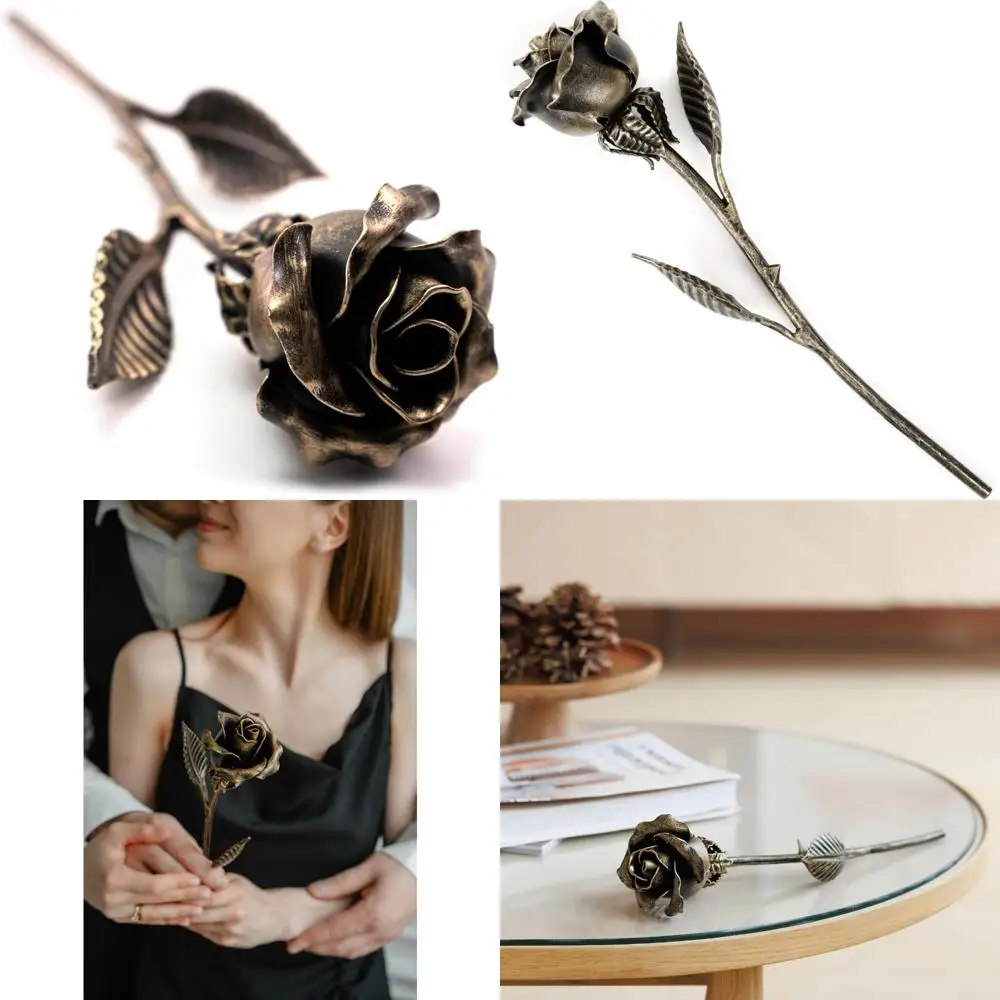 

Бронзовая роза ручной работы — свадьба 8 и 19 лет для нее — цельный металлический навсегда цветок на память