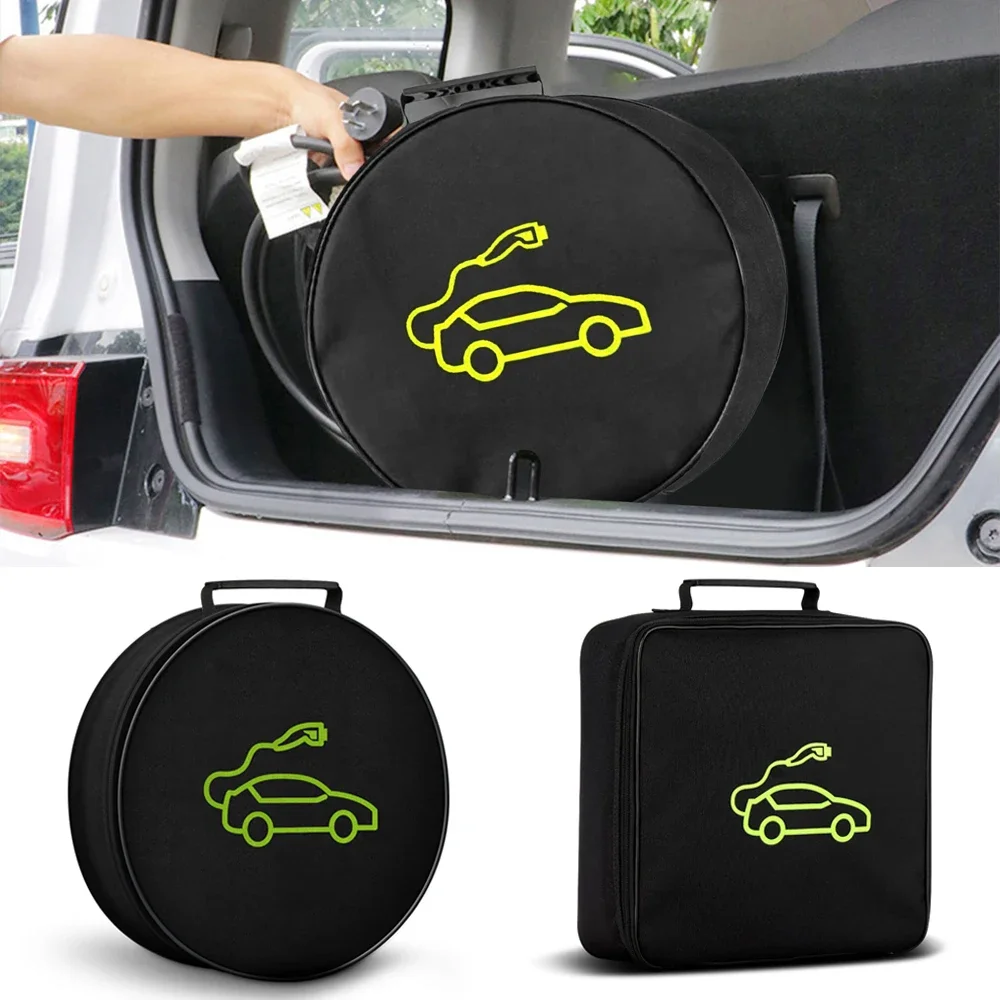 Bolsa de transporte de almacenamiento para cargador EV, contenedor de equipo de carga ignífugo impermeable para enchufes de Cables de carga de