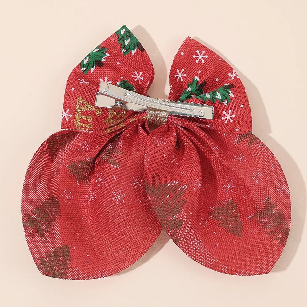 2 قطعة "عيد ميلاد سعيد" القوس مقاطع الشعر لطيف شجرة عيد الميلاد طباعة دبابيس الشعر للفتيات الأطفال السنة الجديدة أغطية الرأس إكسسوارات الشعر