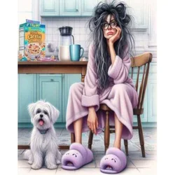 AB Diamond Cross Stitch Cartoon Girls and dogs 5D DIY Diamond Embroidery Rhinestone Painting Diamond Painting