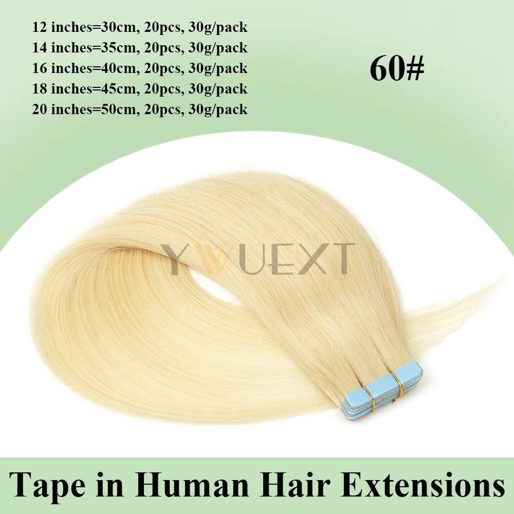 شريط في وصلات الشعر البشري 20 قطعة 30 جرام/الحزمة شعر ريمي طبيعي مستقيم للنساء سهل الارتداء والإزالة 12 بوصة-20 بوصة #4