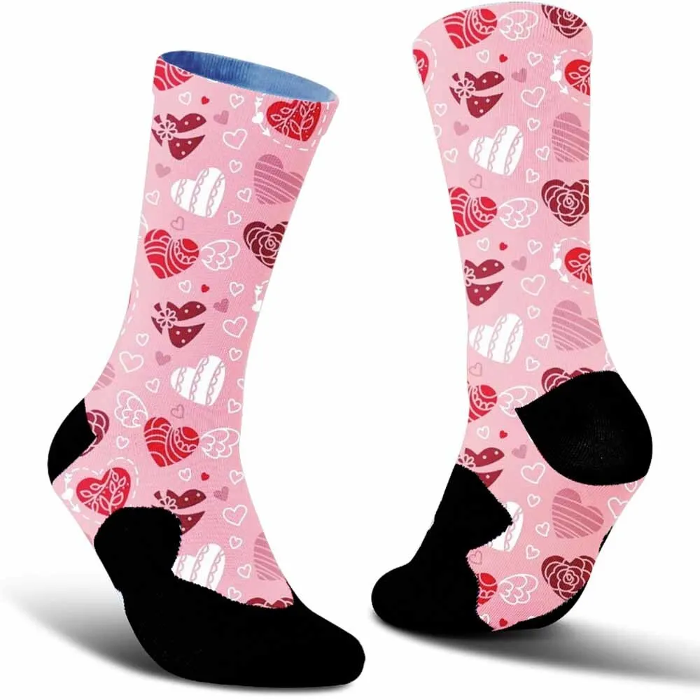 Cycling socks full of heart-shaped patterns, breathable, durable, unisex, suitable for outdoor enthusiasts and more people