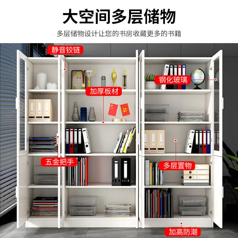 Safe Office With Lock Glass Storage Cabinet Bookshelf Free Combination