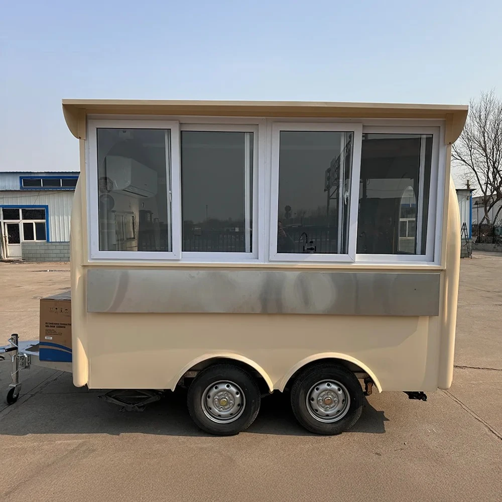 Meest populaire straatautomaat Fastfood mobiele aanhangwagen met wielen Coffee Shop Food Truck te koop