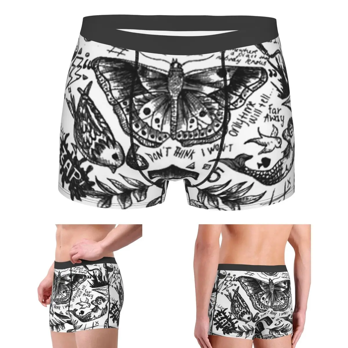 

Трусы-боксеры, шорты One Direction-трусики с татуировками, мужское дышащее нижнее белье для мужчин, подарок бойфренду