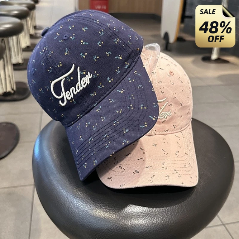 

Korean Style Soft Top Baseball Cap Women's Small Floral Letters Embroidered Letter Casual Cap Sunshade Couple Duck Tongue Hat
