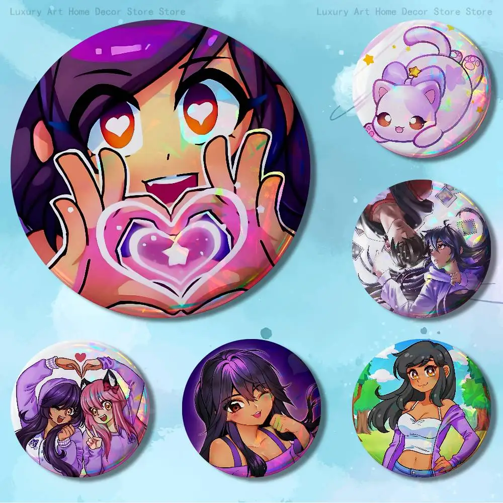 

Cute A-Aphmau Pins 58mm Cute Cartoon Badge Handmade Brooches for Backpack Accessories