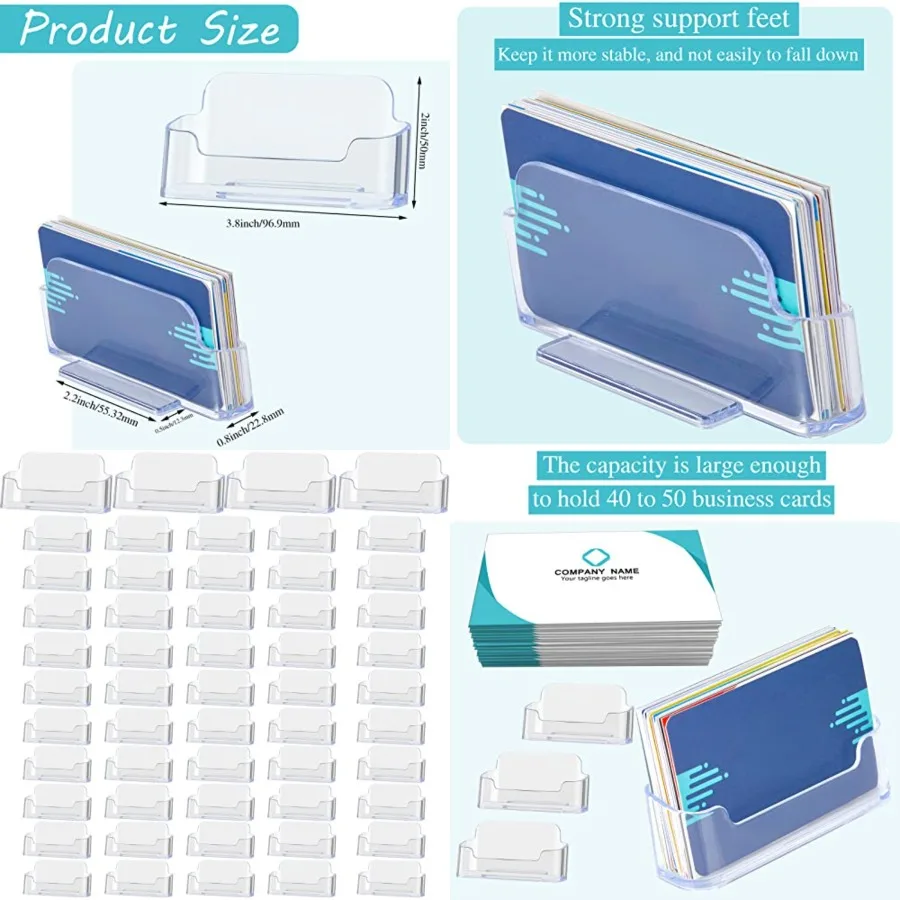 

64 Pack Business Card Holder Business Card Stand Holder Stand Clear Postcard Display for Home Office Desk Table