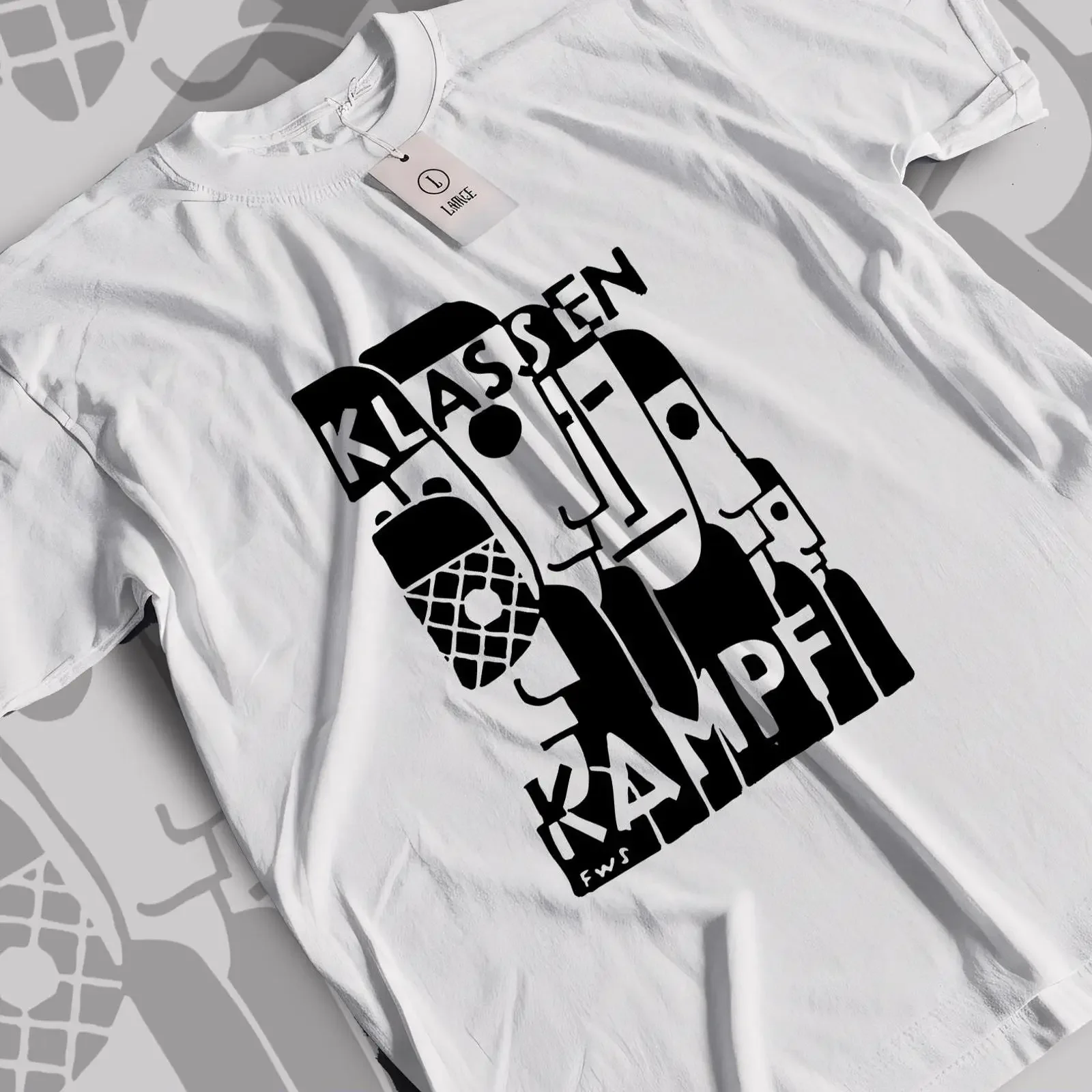 Camiseta Klassen Kampf, diseño de lucha de clases alemana, arte socialista abstracto, minimalista, estilo linograbado, vintage, lavada, informal, a la moda y elegante.