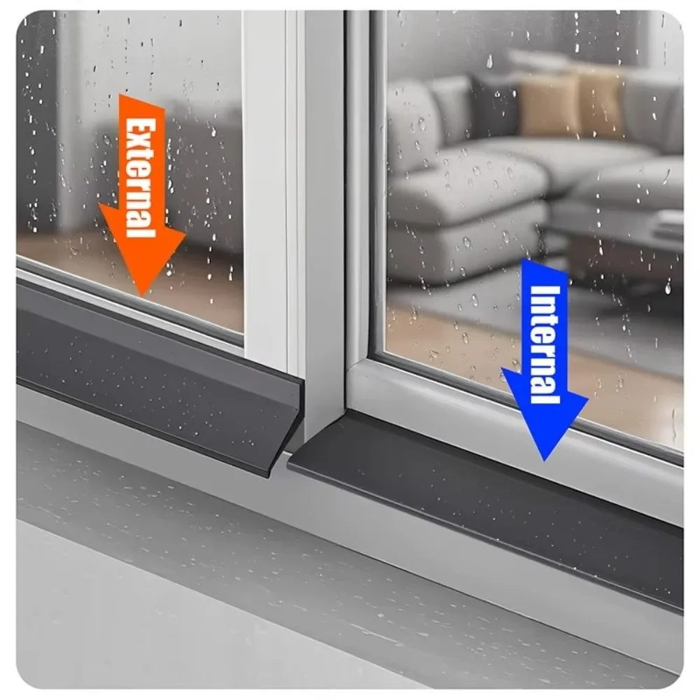 Barra de bloqueo de agua para ventana, tablero intermitente de lluvia para ventana del hogar, borde de ventana de aleación de aluminio, tira de sellado Deflector de agua impermeable
