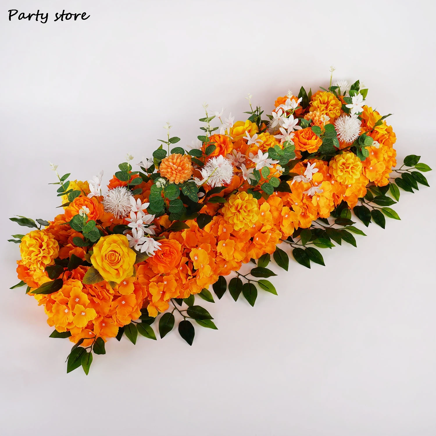 

Autumn Artificial Wedding Flower Decor Wall Iron Arch Backdrop Decor Supplies Artifical Rose Row Table Centerpiece Arrange Props