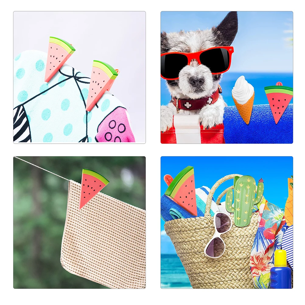 

4pcs Watermelon Shaped Towel Clips Creative Quilt Clamp for Beach Chair Windproof Clothes Drying Non Slip Multifunctional