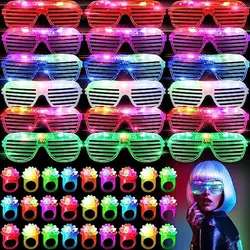 10-50PCS LED Glasses Light Up Glasses 6 Neon Colors Led Shutter Shades Glasses for Teens Adult Birthday Neon Party Favors Props