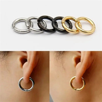 2pcs Fashion 316L Stainless Steel Fake Huggie Hoop Earrings,Clip On Ear Faux Cartilage Earrings Non Piercing Jewelry Earrings