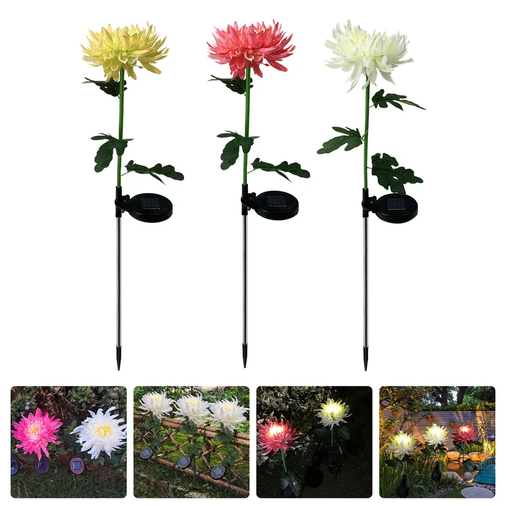 

3pcs Solar Led Chrysanthemum Lamp Color Changing Garden Landscape Light Outdoor Pathway Lighting Waterproof Automatic Lawn Solar