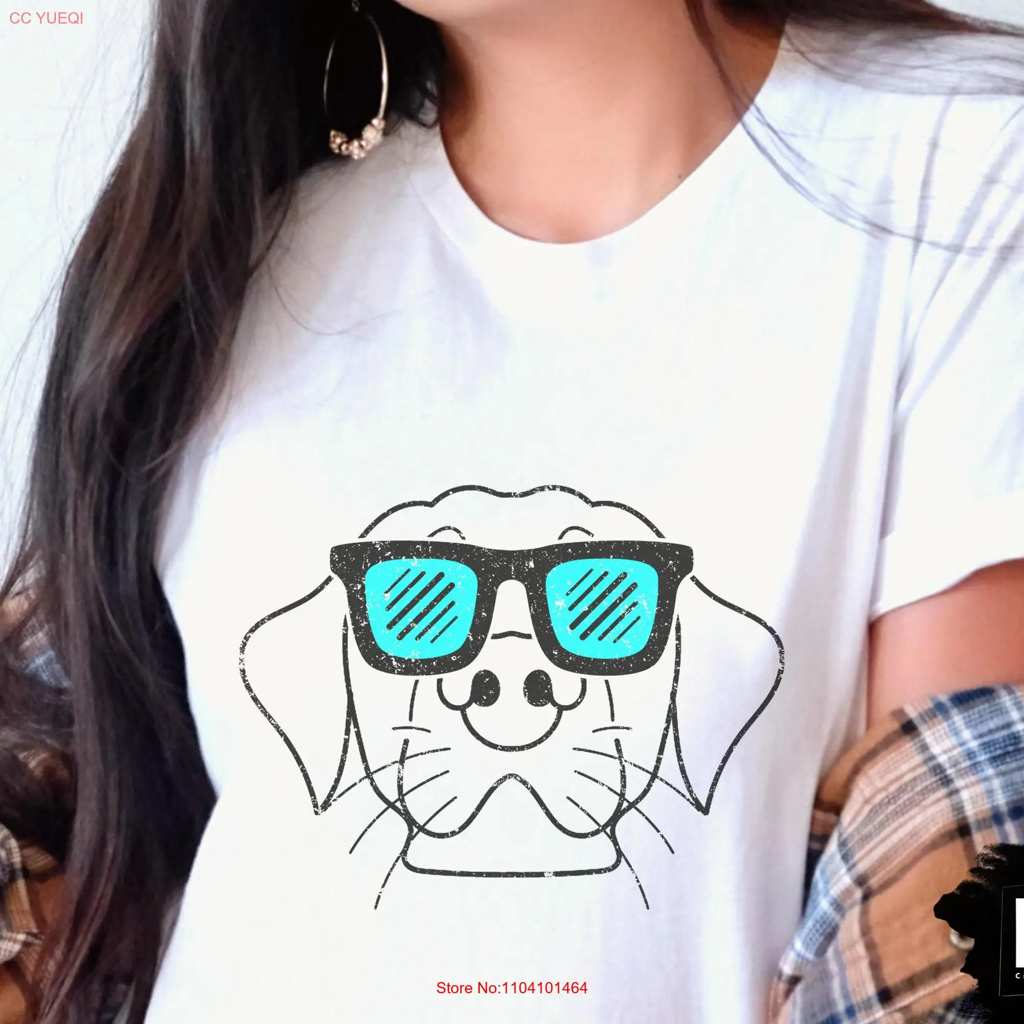 Cute Dog Face With Glasses T shirt Funny Whiskers A Great Lover For Owner Mom Mum Dad long or short sleeves